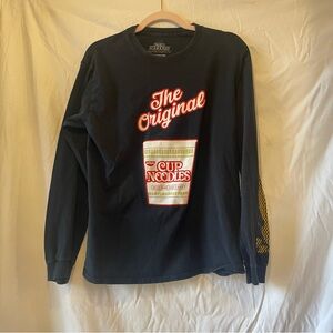 Cup Noodles Black  Ramen Long Sleeve Shirt Medium Funny Funky Tee Shirt